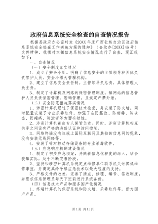 2024年政府信息系统安全检查的自查情况报告