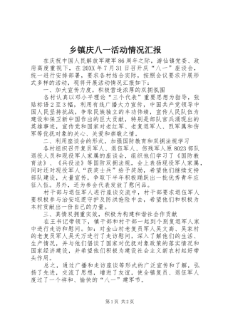 2024年乡镇庆八一活动情况汇报