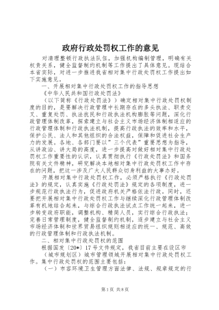 2024年政府行政处罚权工作的意见