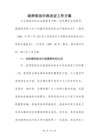 2024年政府依法行政决定工作方案