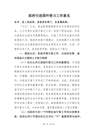 2024年政府引进国外智力工作意见