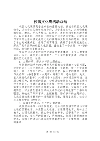 2024年校园文化周活动总结