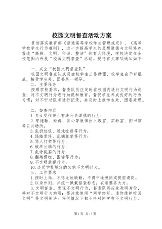 2024年校园文明督查活动方案