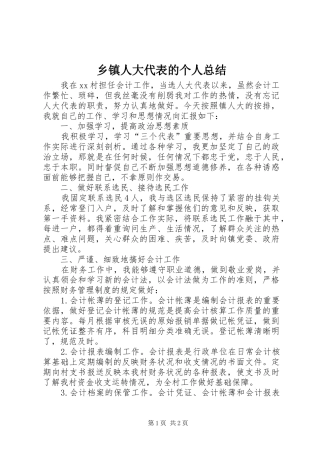 2024年乡镇人大代表的个人总结