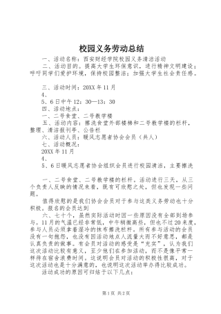 2024年校园义务劳动总结