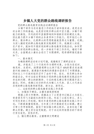 2024年乡镇人大党的群众路线调研报告