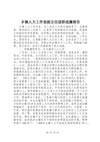 2024年乡镇人大工作室副主任述职述廉报告
