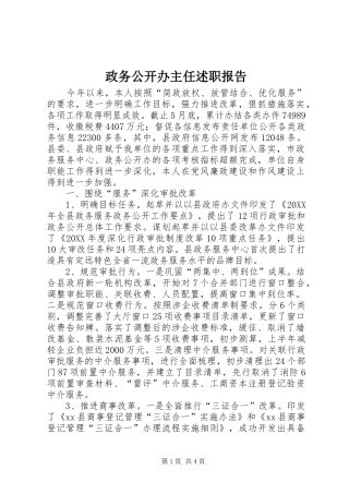 2024年政务公开办主任述职报告