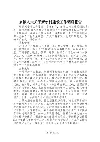 2024年乡镇人大关于新农村建设工作调研报告