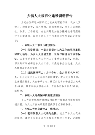 2024年乡镇人大规范化建设调研报告