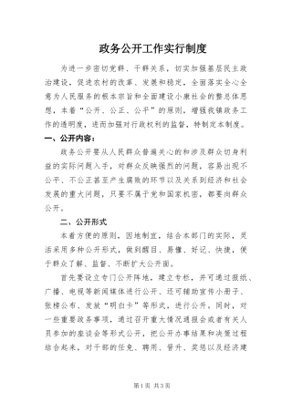 2024年政务公开工作实行制度