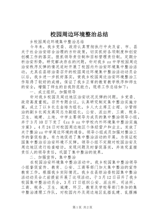 2024年校园周边环境整治总结