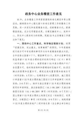 2024年政务中心业务稽查工作意见