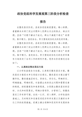 2024年政协党组科学发展观第三阶段分析检查报告