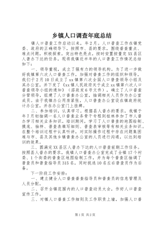 2024年乡镇人口调查年底总结