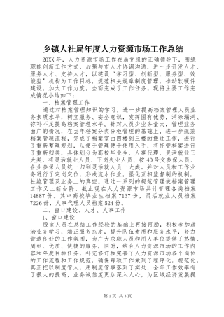2024年乡镇人社局年度人力资源市场工作总结