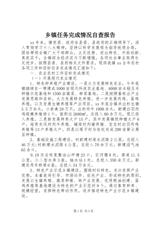 2024年乡镇任务完成情况自查报告