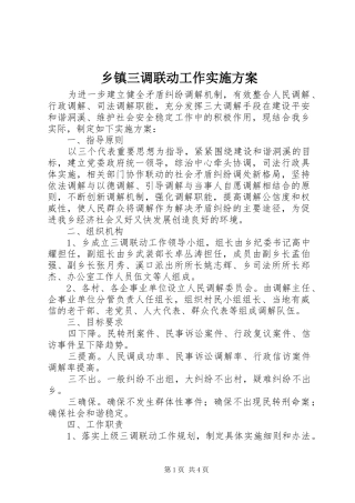 2024年乡镇三调联动工作实施方案