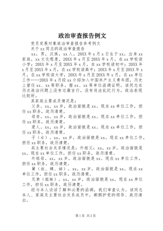 2024年政治审查报告例文