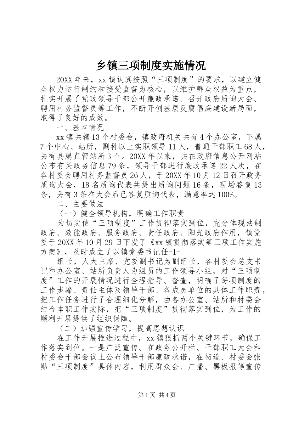 2024年乡镇三项制度实施情况_第1页