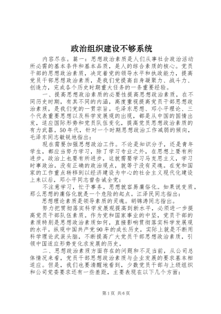 2024年政治组织建设不够系统