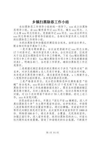 2024年乡镇扫黑除恶工作小结