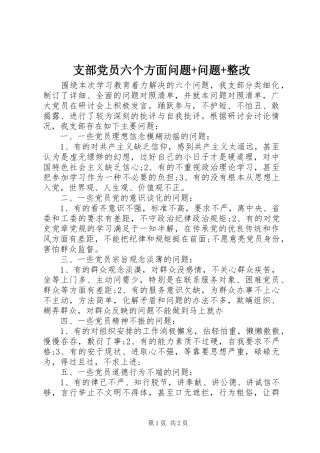 2024年支部党员六个方面问题问题整改