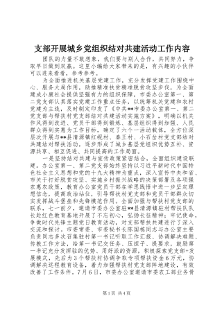 2024年支部开展城乡党组织结对共建活动工作内容