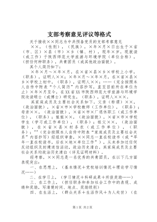 2024年支部考察意见评议等格式