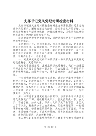 2024年支部书记党风党纪对照检查材料