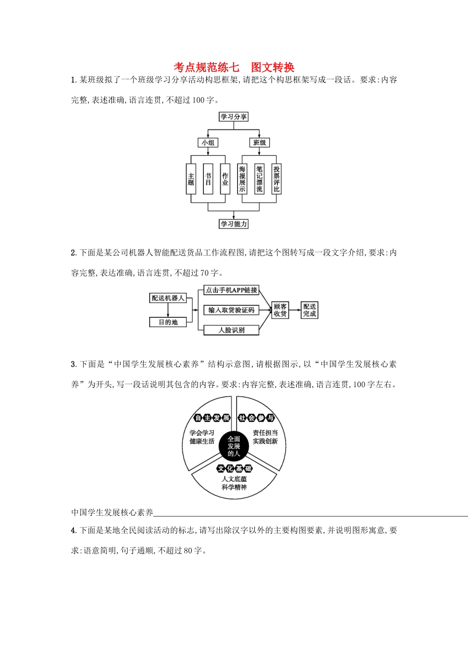高考语文一轮复习 考点规范练七 图文转换（含解析）-人教版高三语文试题_第1页