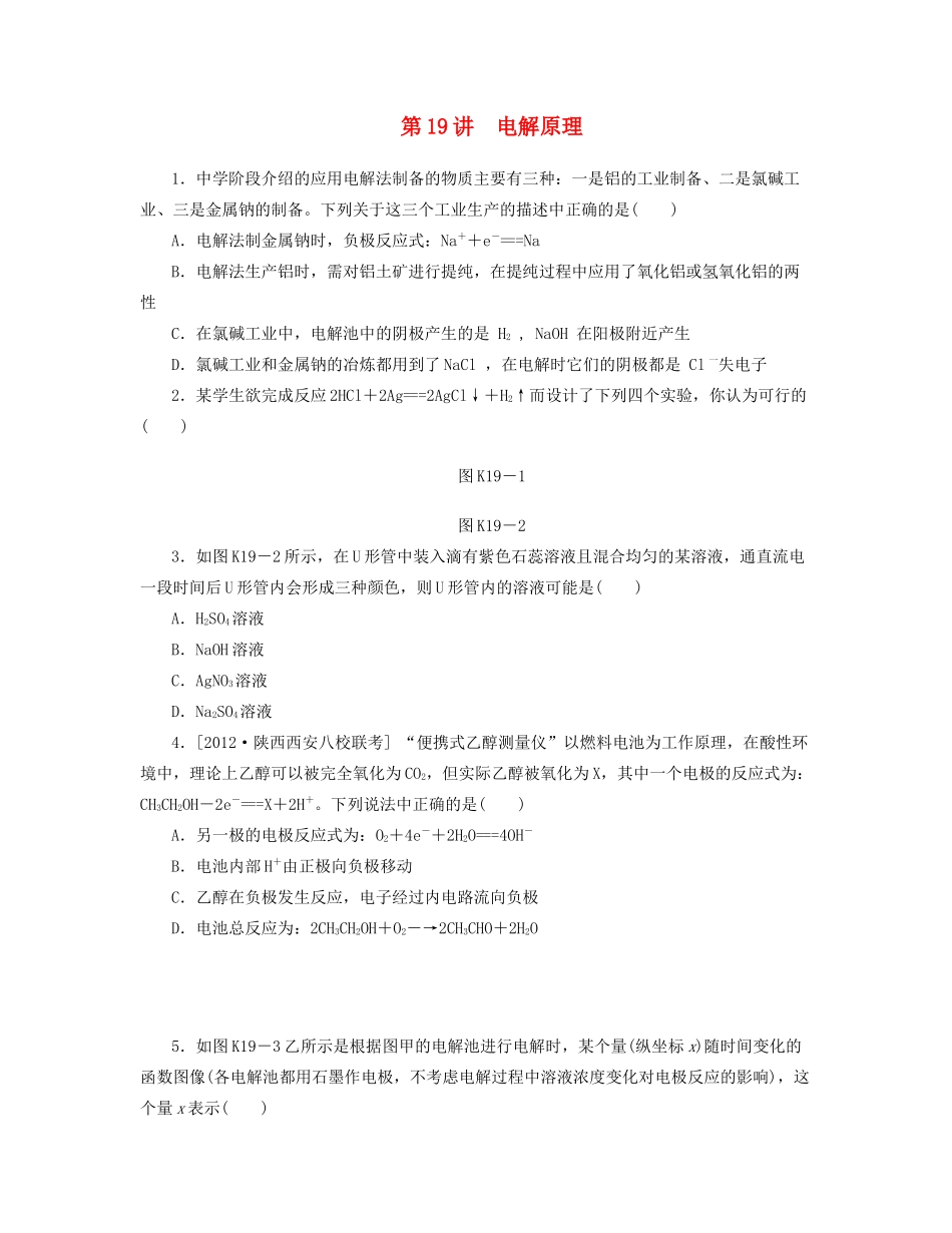 高三化学一轮复习 专讲专练（基础热身+能力提升+挑战自我）第19讲 电解原理（含详解）_第1页