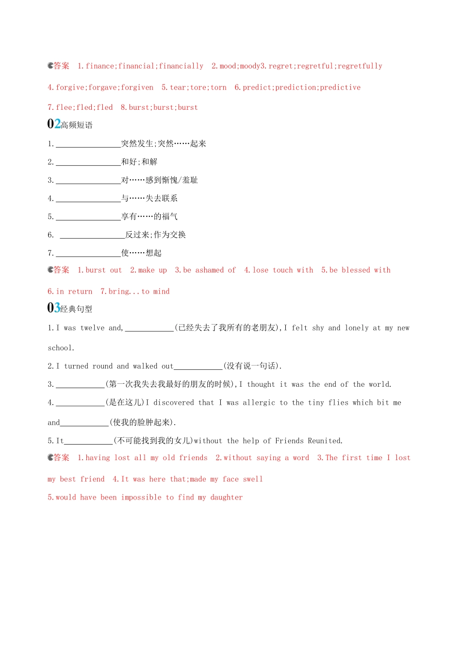 高考英语一轮复习 Module 3 Interpersonal Relationships—Friendship词汇积累 外研版选修6-外研版高三选修6英语试题_第2页
