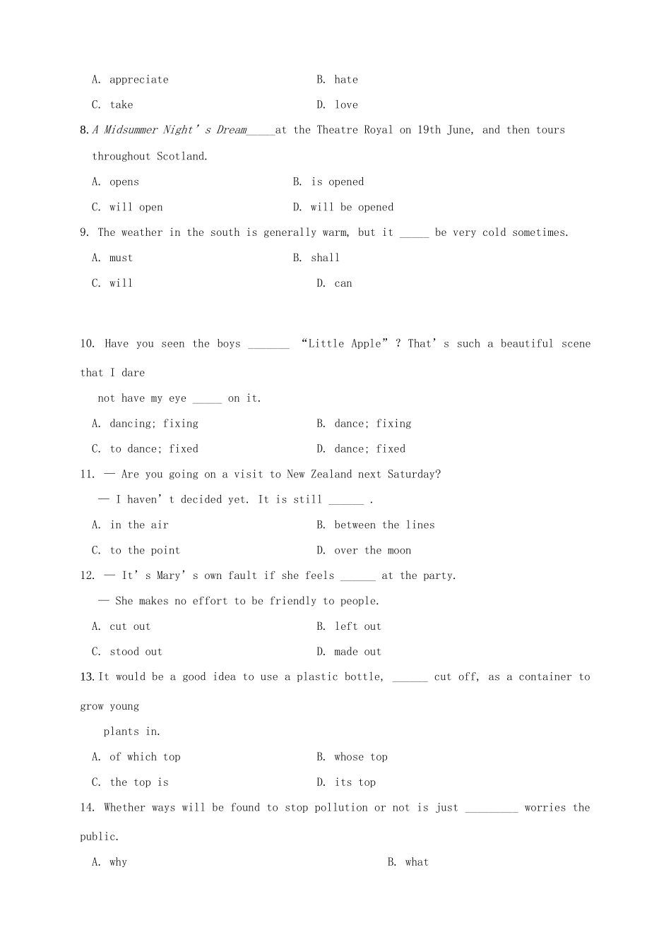 高三英语第五次月考试题-天津版高三英语试题_第2页