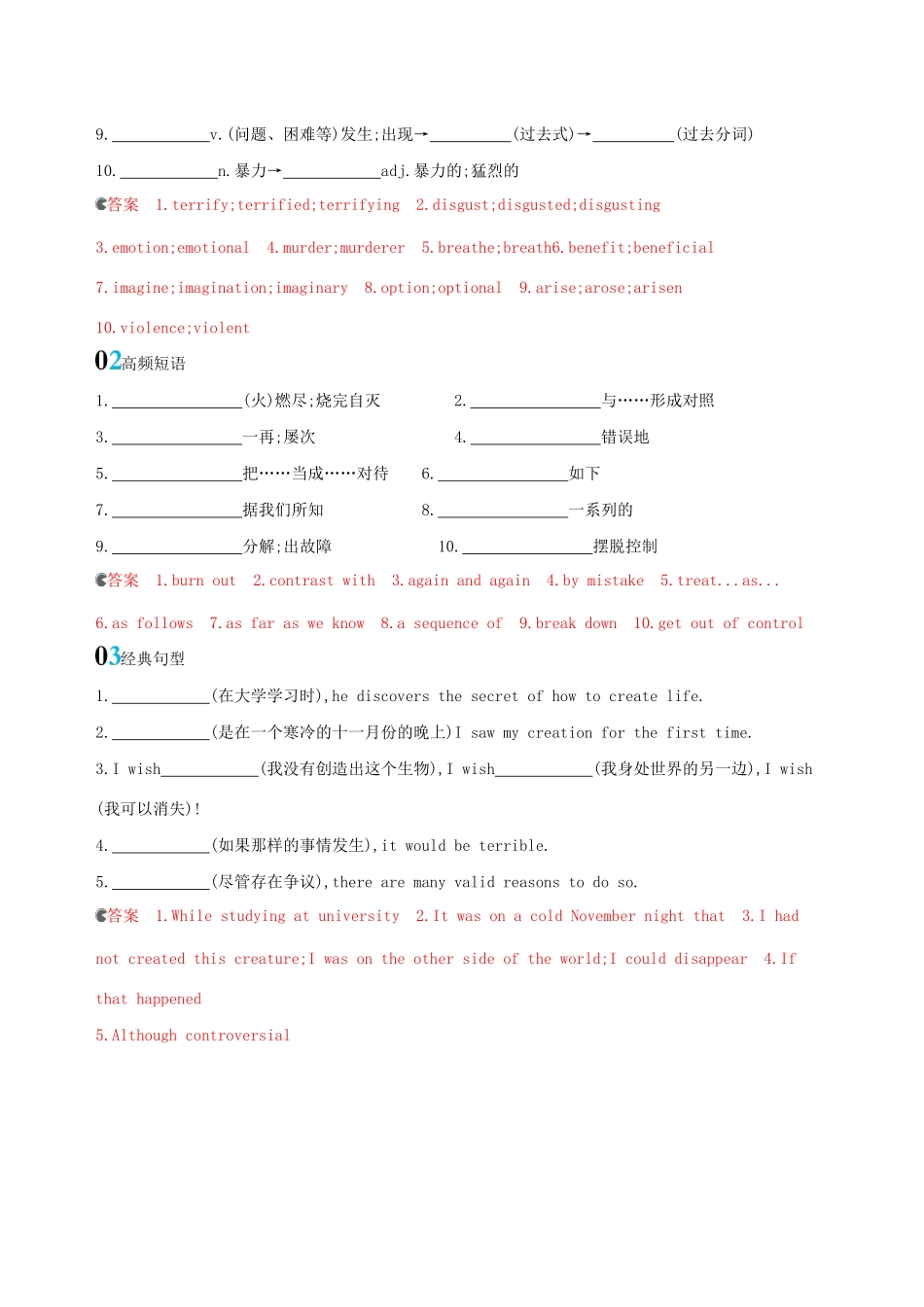 高考英语一轮复习 Module 5 Cloning词汇积累 外研版选修6-外研版高三选修6英语试题_第2页