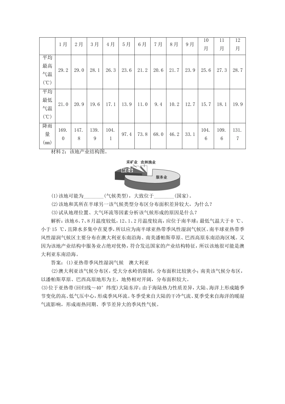 高考地理一轮复习 第二单元第四讲 全球气候变化和世界气候类型的判断随堂演练+同步测评_第2页