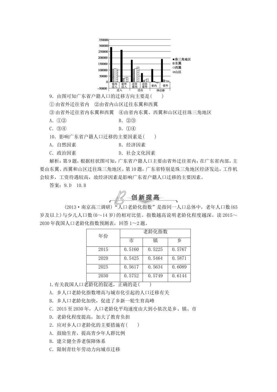 高考地理一轮复习 第六单元第二讲 人口的空间变化梯级巩固+课后落实_第3页