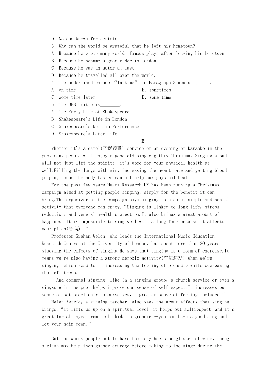 高中英语 Unit 4 Pygmalion Using Language课时作业 新人教版选修8_第3页