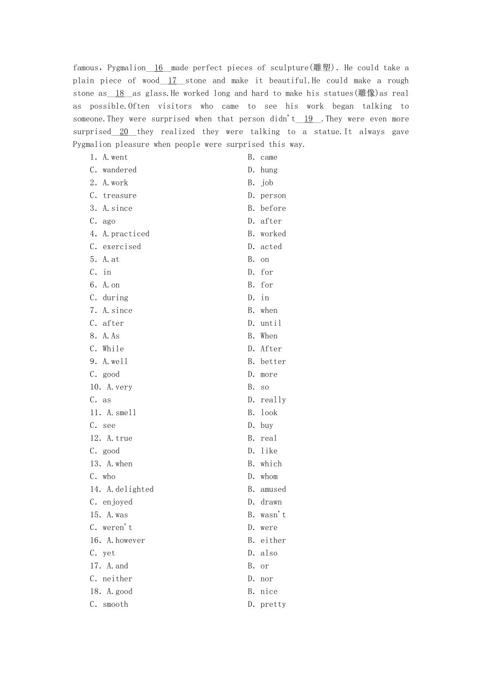 高中英语 Unit 4 Pygmalion Warming Up & Reading课时作业 新人教版选修8_第3页