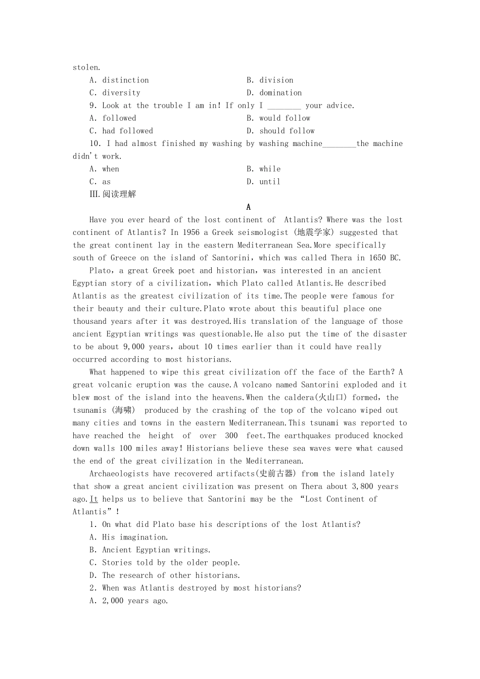 高中英语 Unit 5 Meeting your ancestors Using Language课时作业 新人教版选修8_第2页