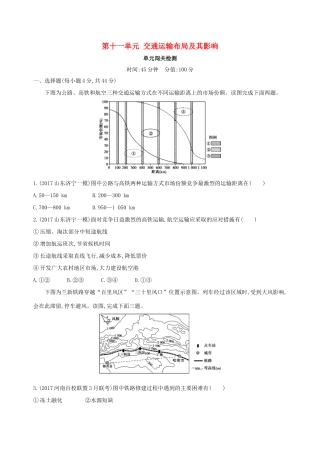 高考地理总复习 第十一单元 交通运输布局及其影响单元闯关检测-人教版高三地理试题