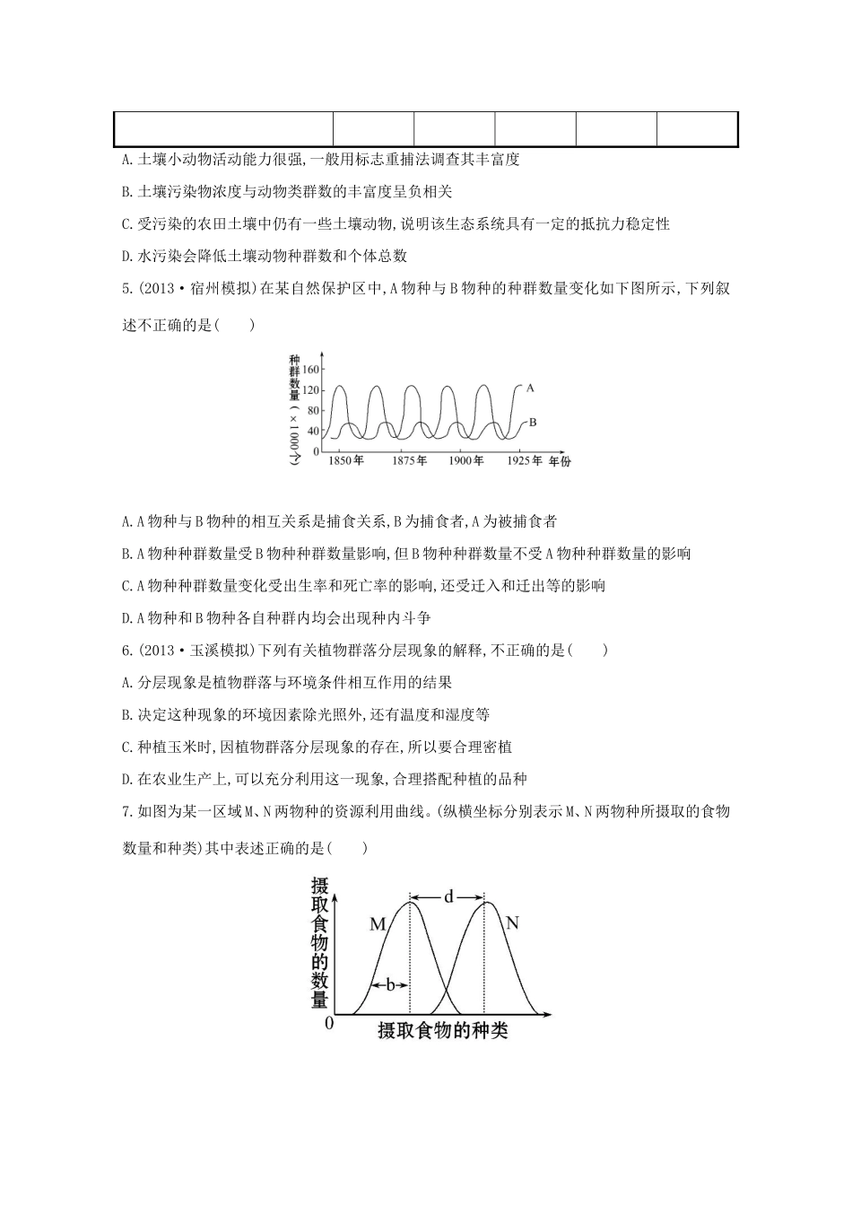 高考生物 群落的结构 群落的演替课时作业_第2页