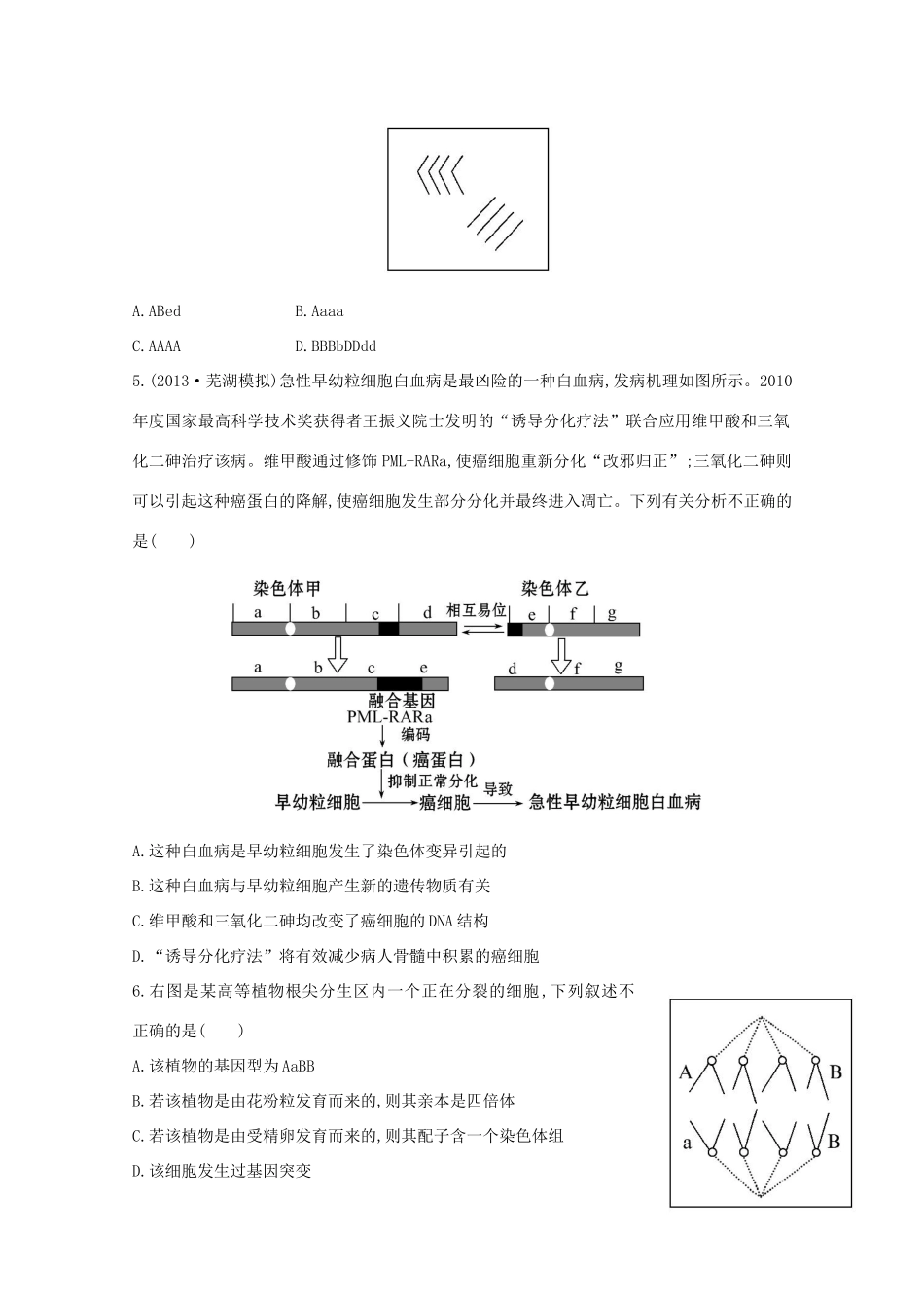 高考生物 染色体变异课时作业_第2页