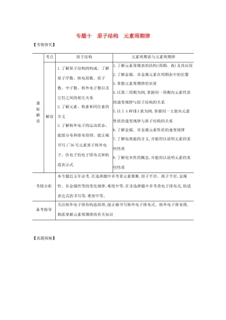 高考化学一轮复习 专题十 原子结构 元素周期律精练含解析-山东版高三化学试题