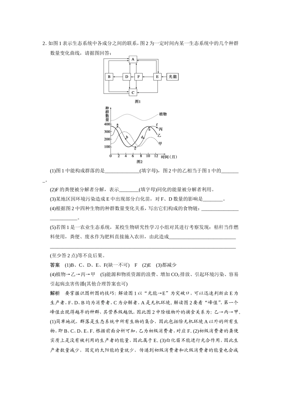 高考生物二轮 考前三个月 考向7 群体稳态及调节冲刺练_第2页