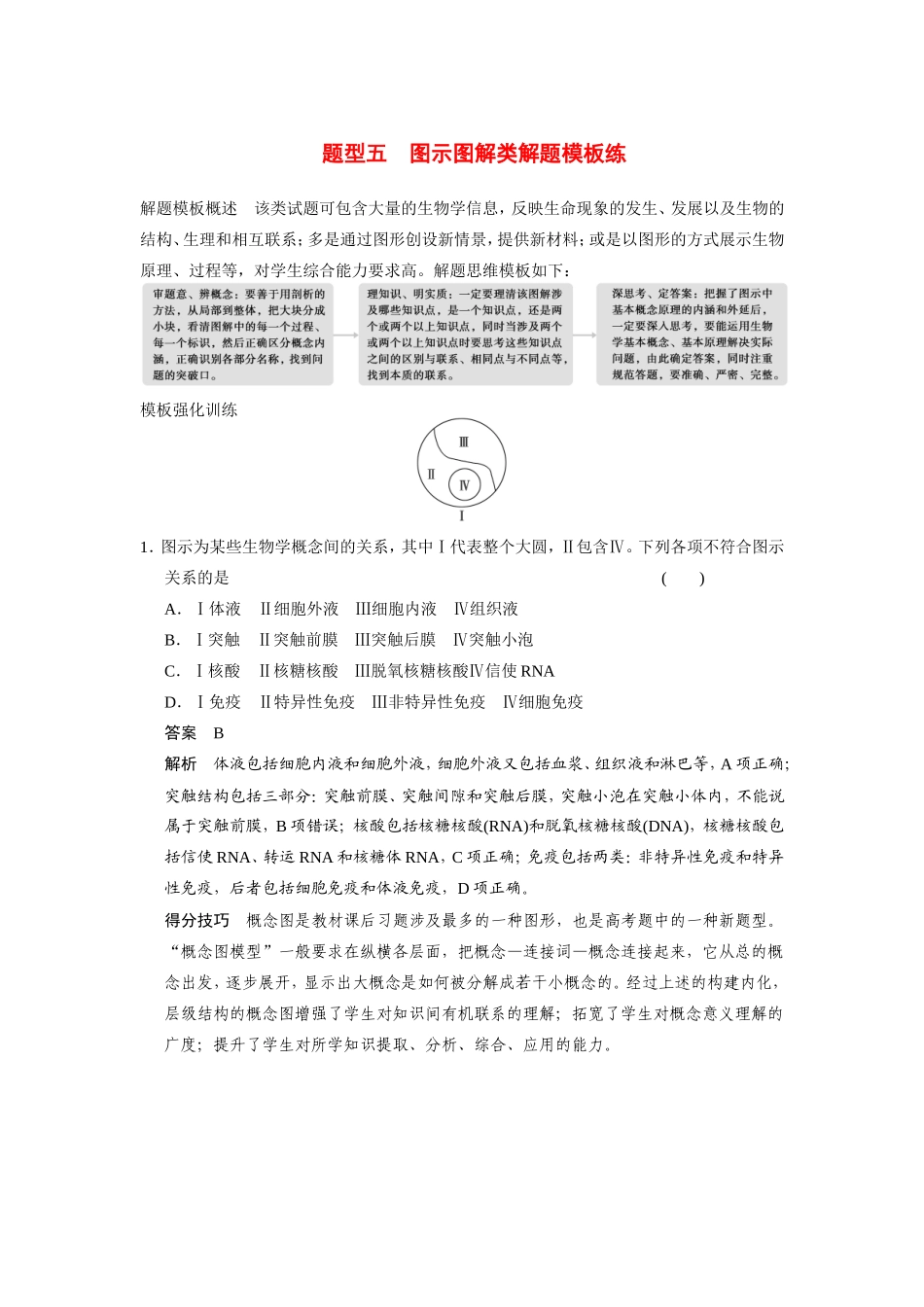 高考生物二轮 考前三个月 题型五 图示图解类解题模板练_第1页