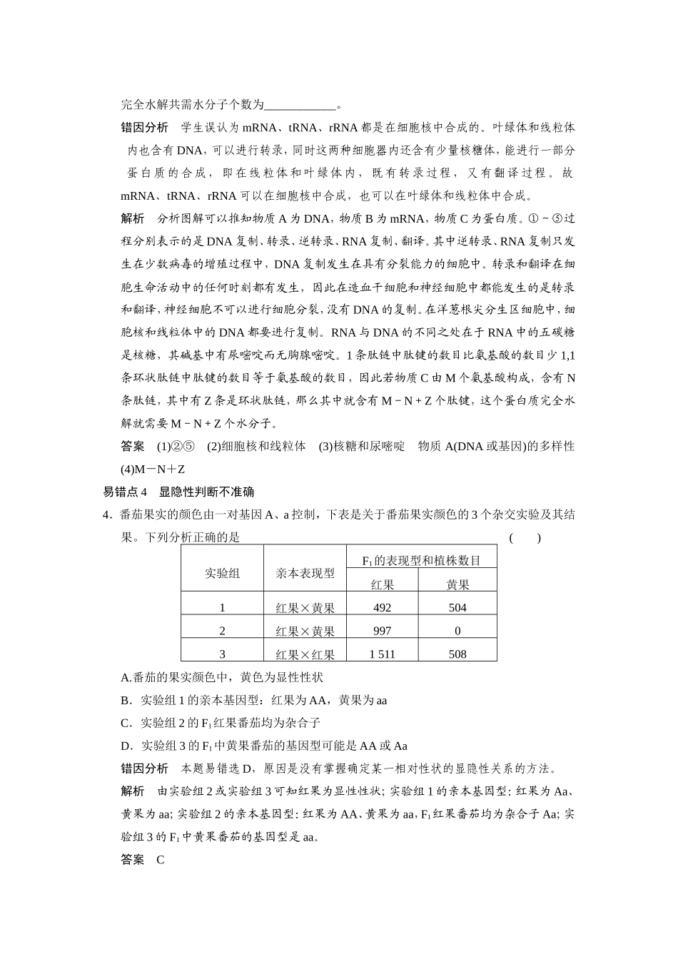 高考生物二轮 考前三个月 易错易混练 二遗传与进化易错易混分类过关练_第3页