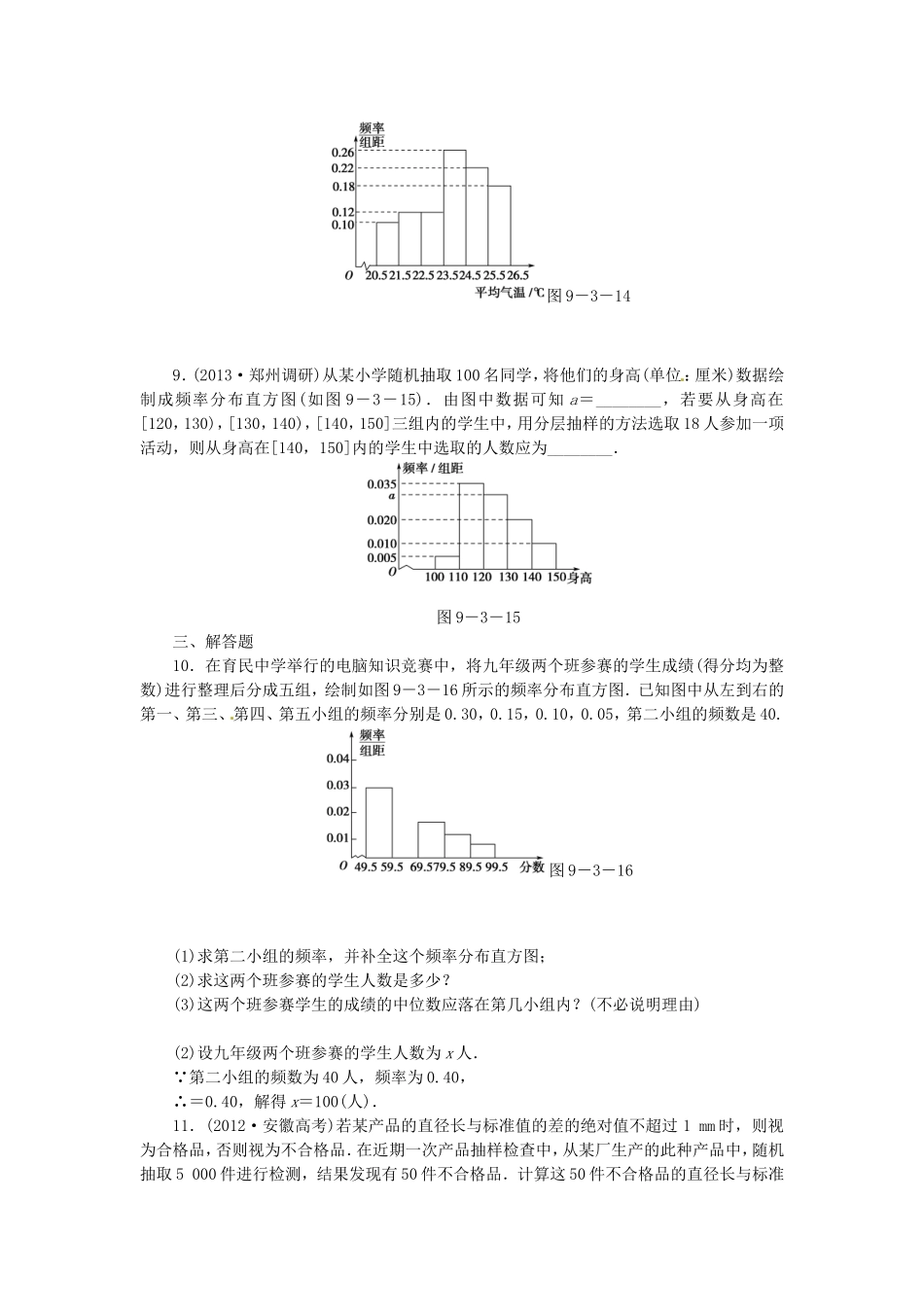 高考数学 用样本估计总体课后作业 文 新人教A版_第3页