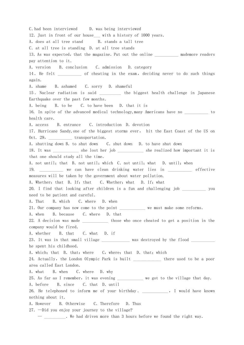 高三英语上学期第一次月考试题-山东版高三英语试题_第2页