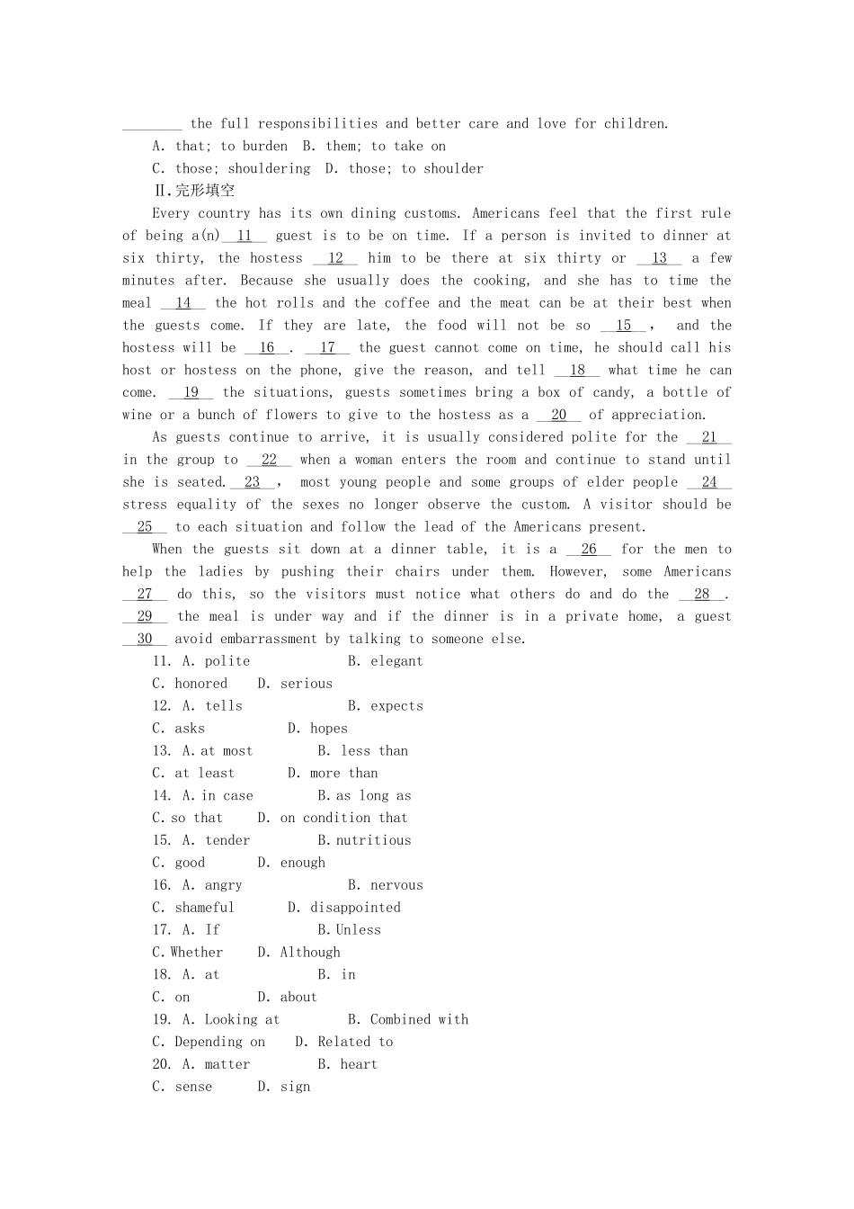 高考英语一轮复习方案 作业手册（24）模块8 Unit 24 Society（含解析） 北师大版_第2页